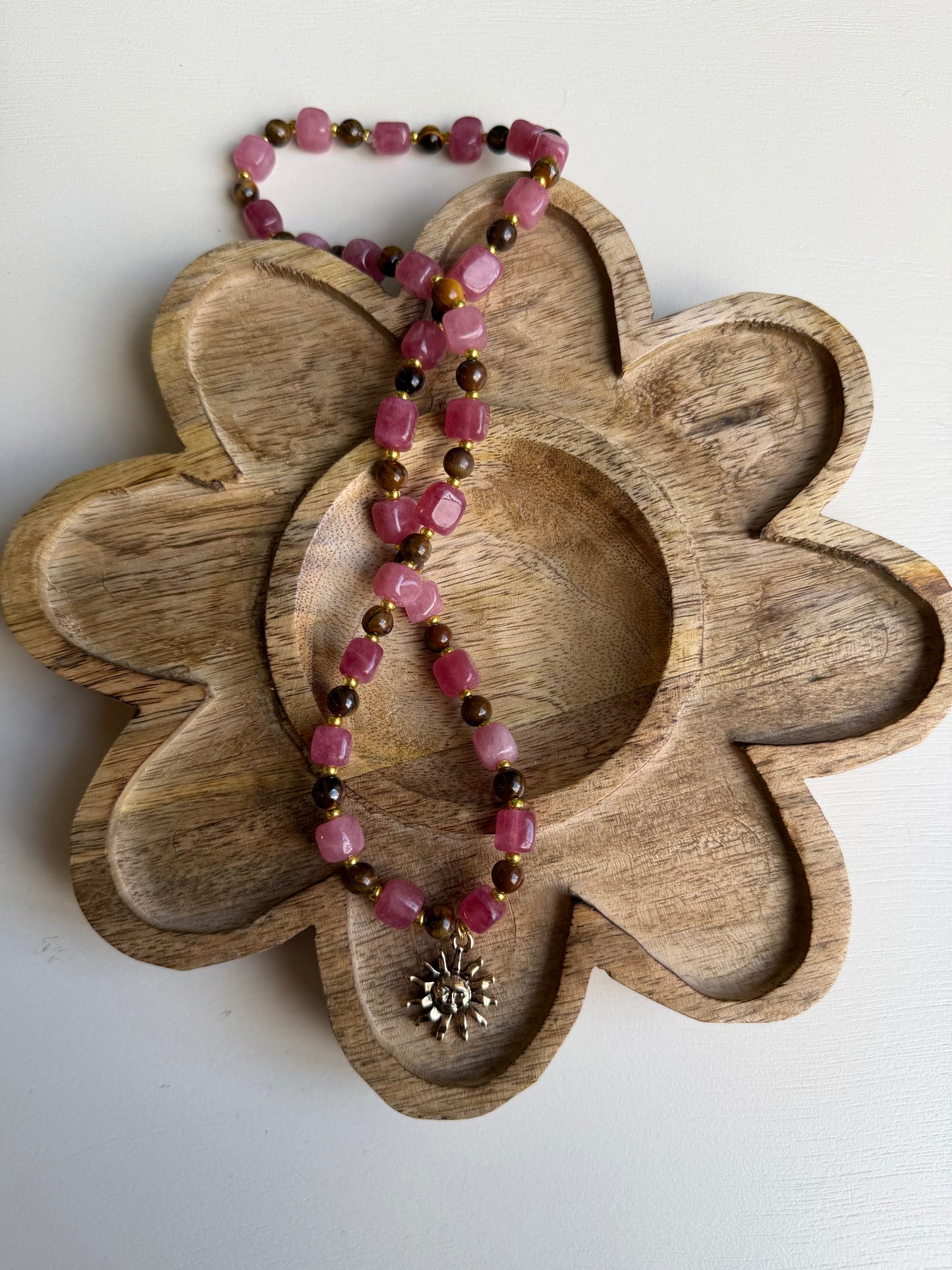 Pink/Brown Beaded with Sun Charm