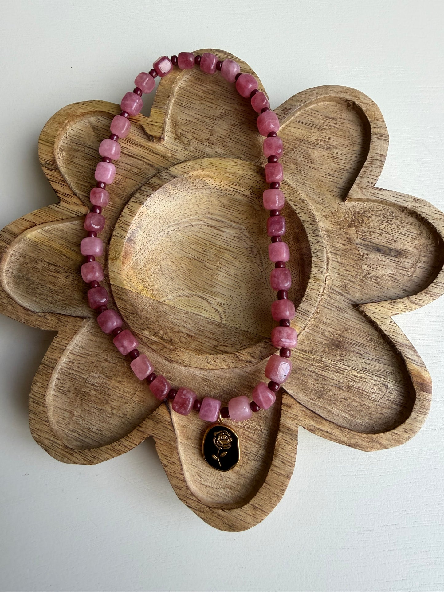 Pink with Black Flower Charm