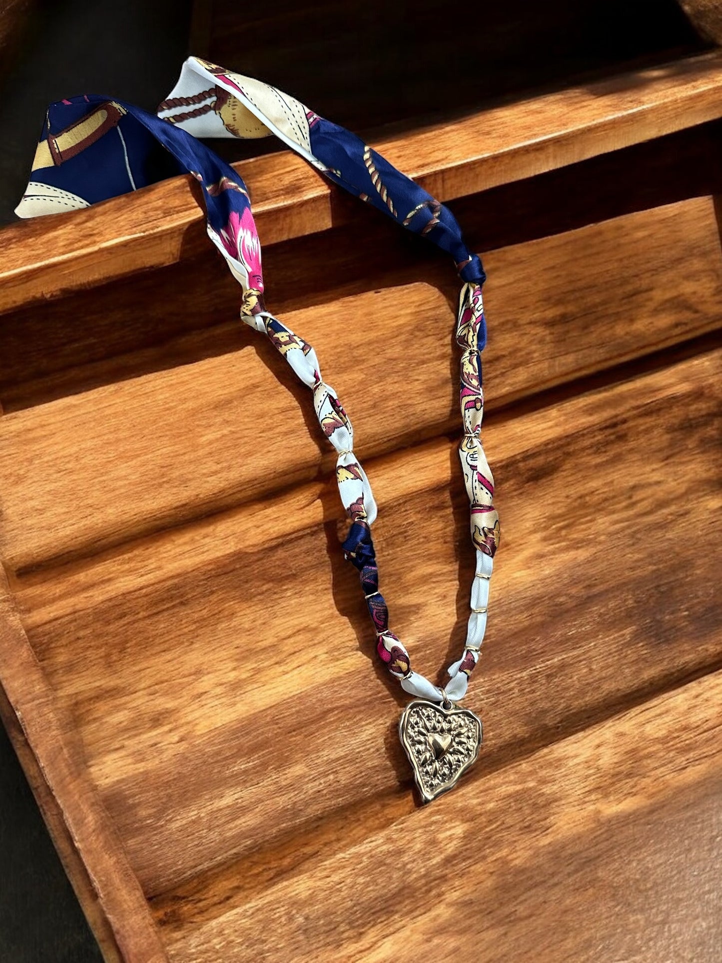 Navy and Ivory with Large Heart