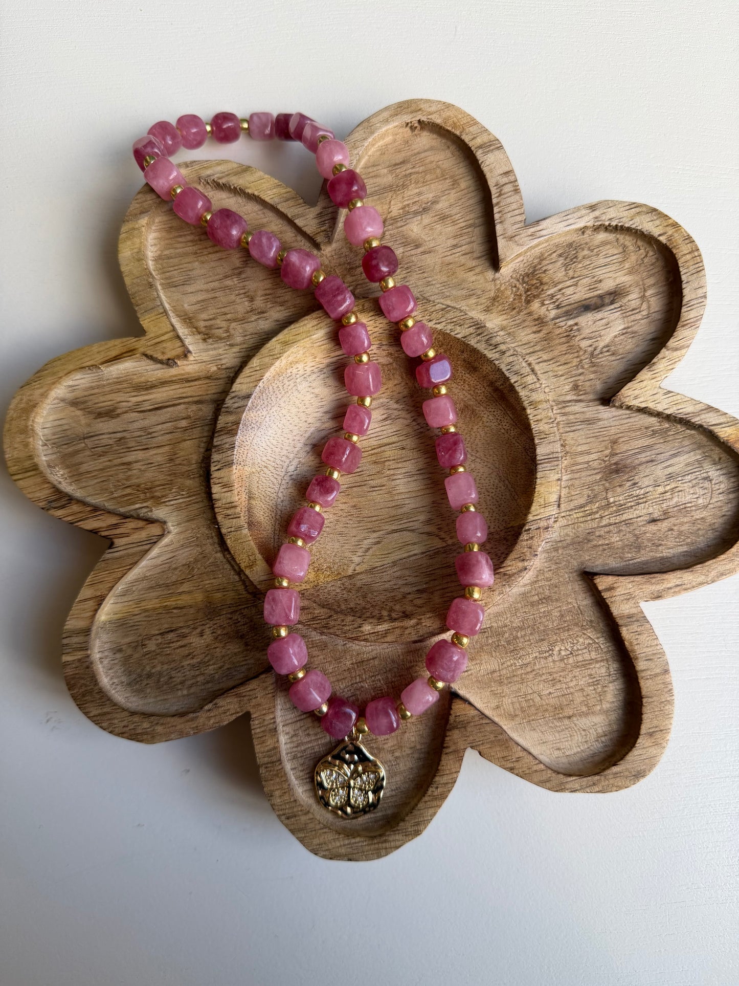 Pink Beaded with Butterfly Charm