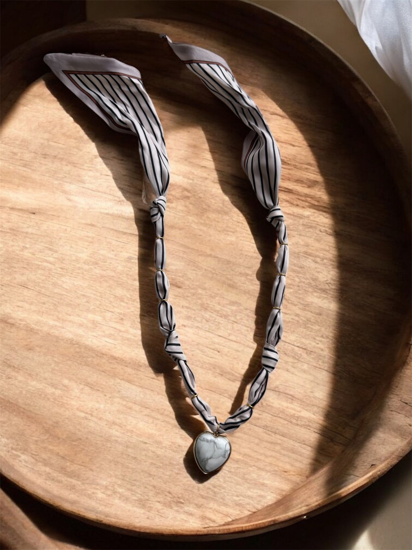 Neutral Striped with Stone Heart