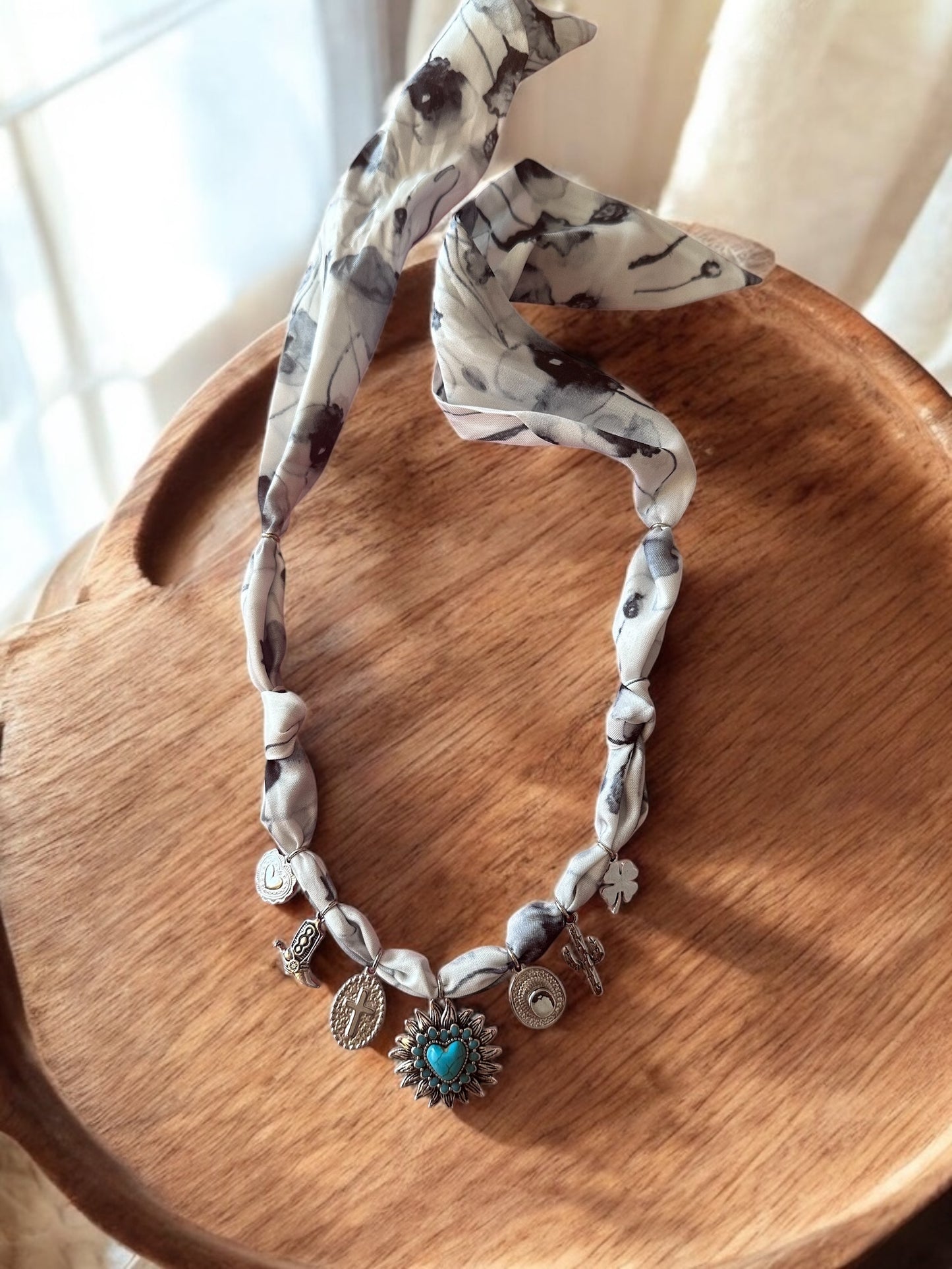 Grey and White with Blue and Silver Heart