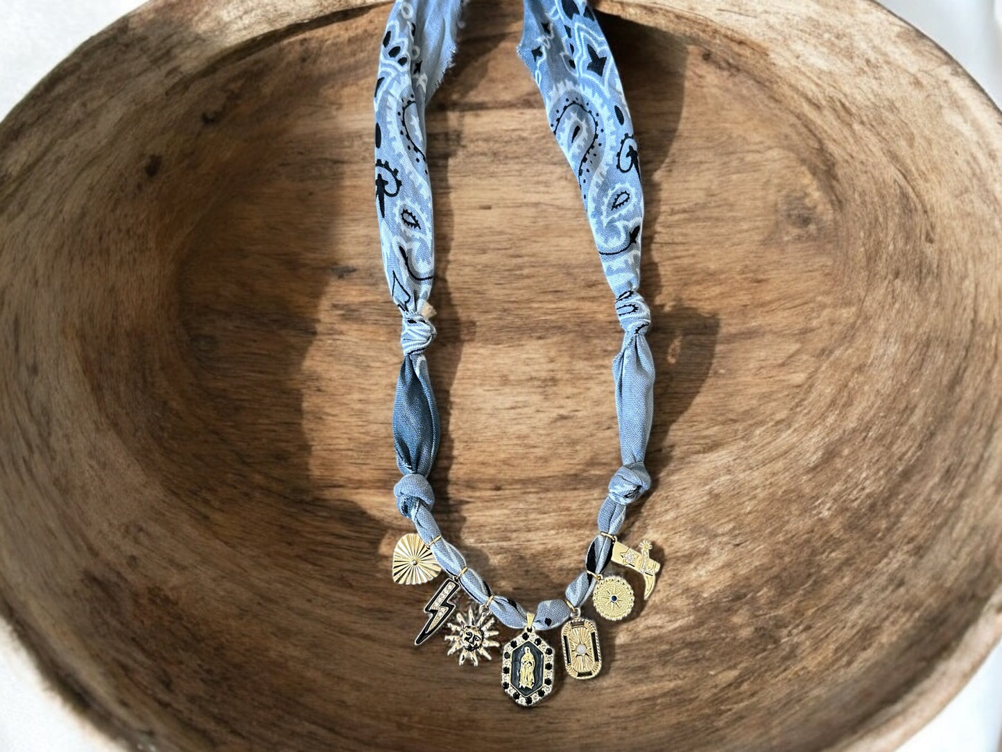Light Grey with Virgin Mary Pendant