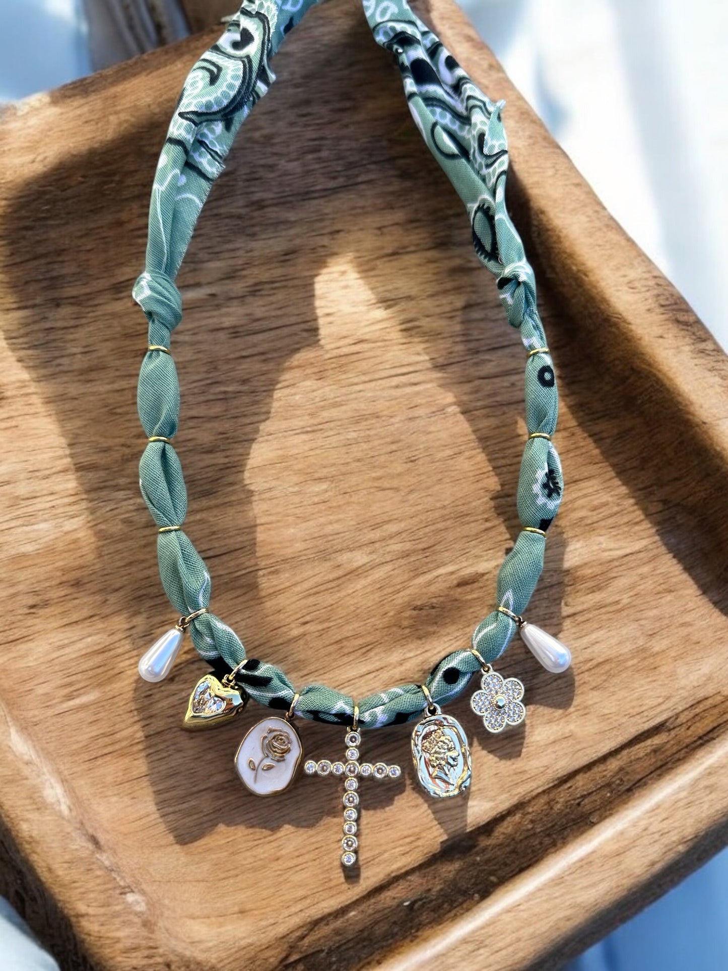 Light Green with Stone Cross