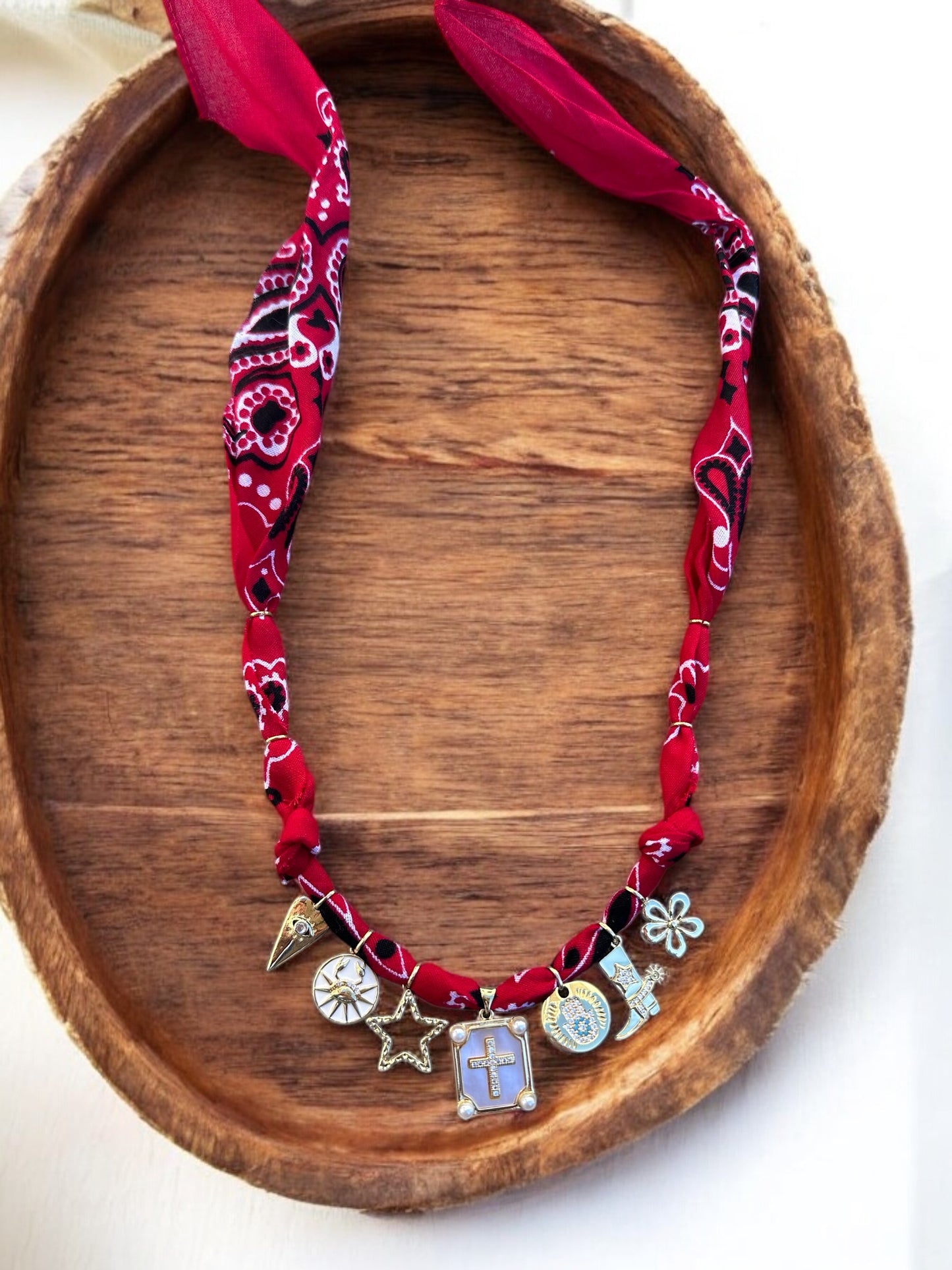 Red with Square Cross Pendant