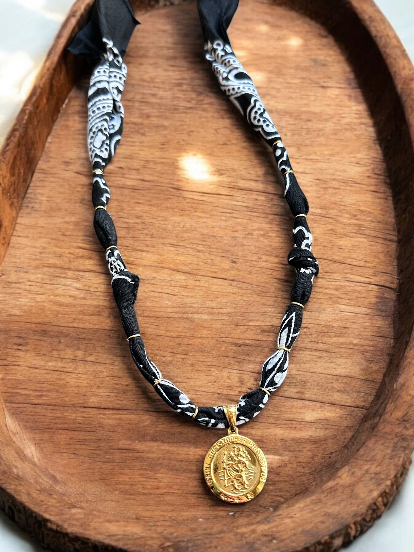 Black with St. Christopher Pendant