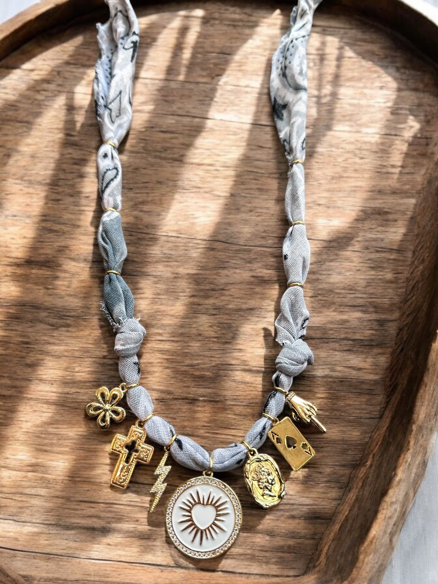 Light Grey with Circle Heart Pendant