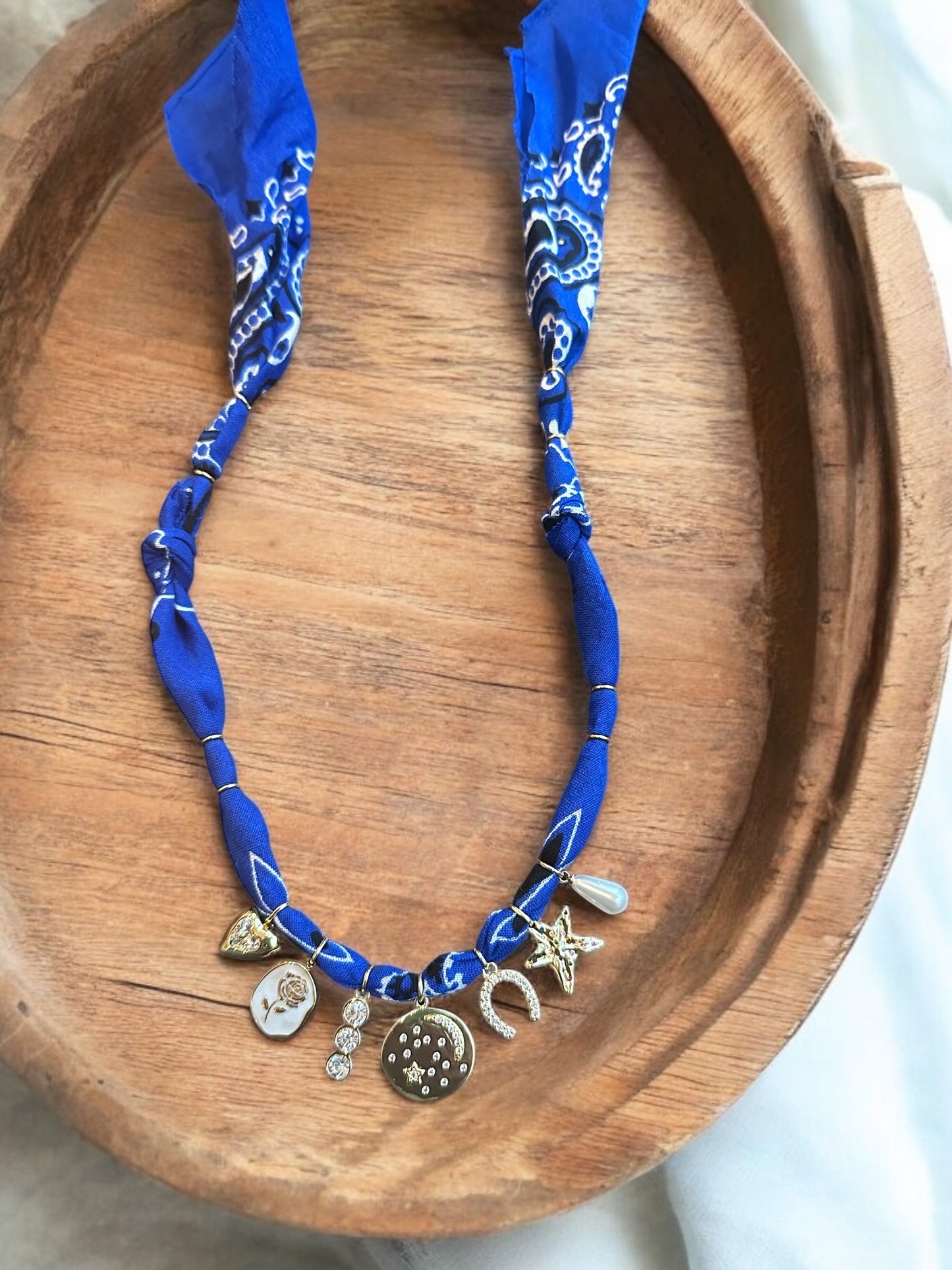 Royal Blue with Circle Moon Pendant