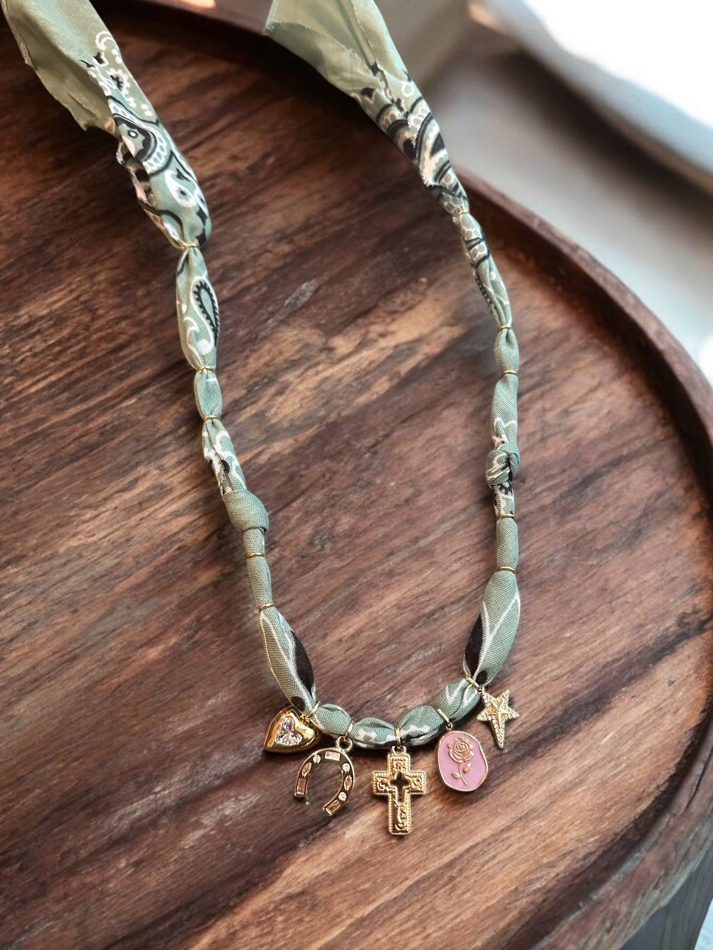 Light Green with Gold Cross