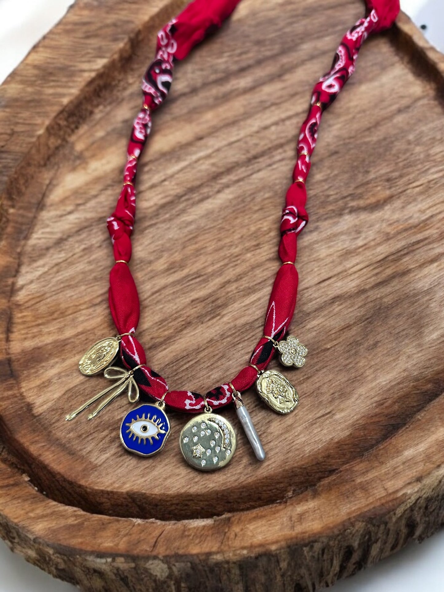 Red with Gold Circle Pendant