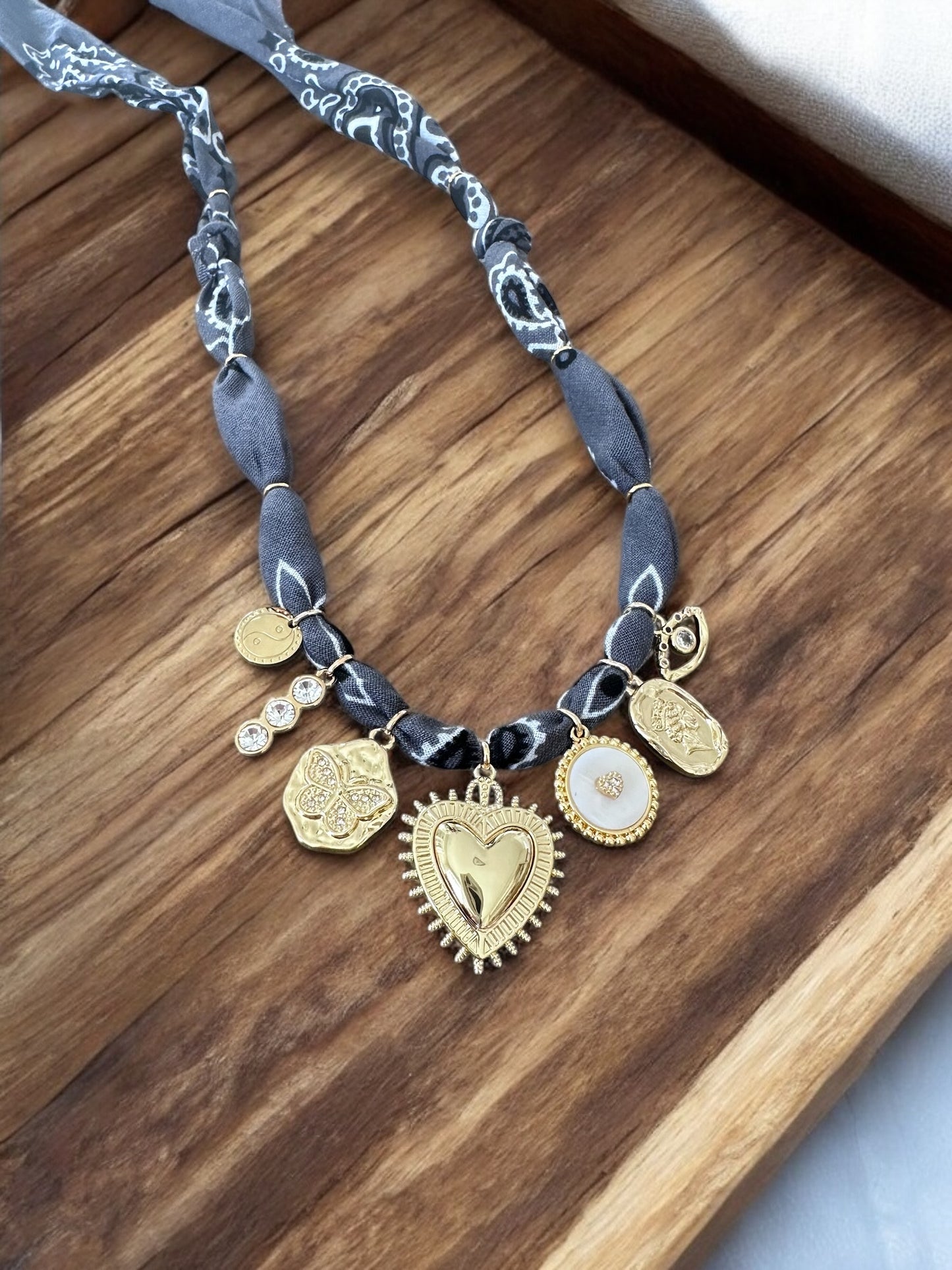 Dark Grey with Large Gold Heart