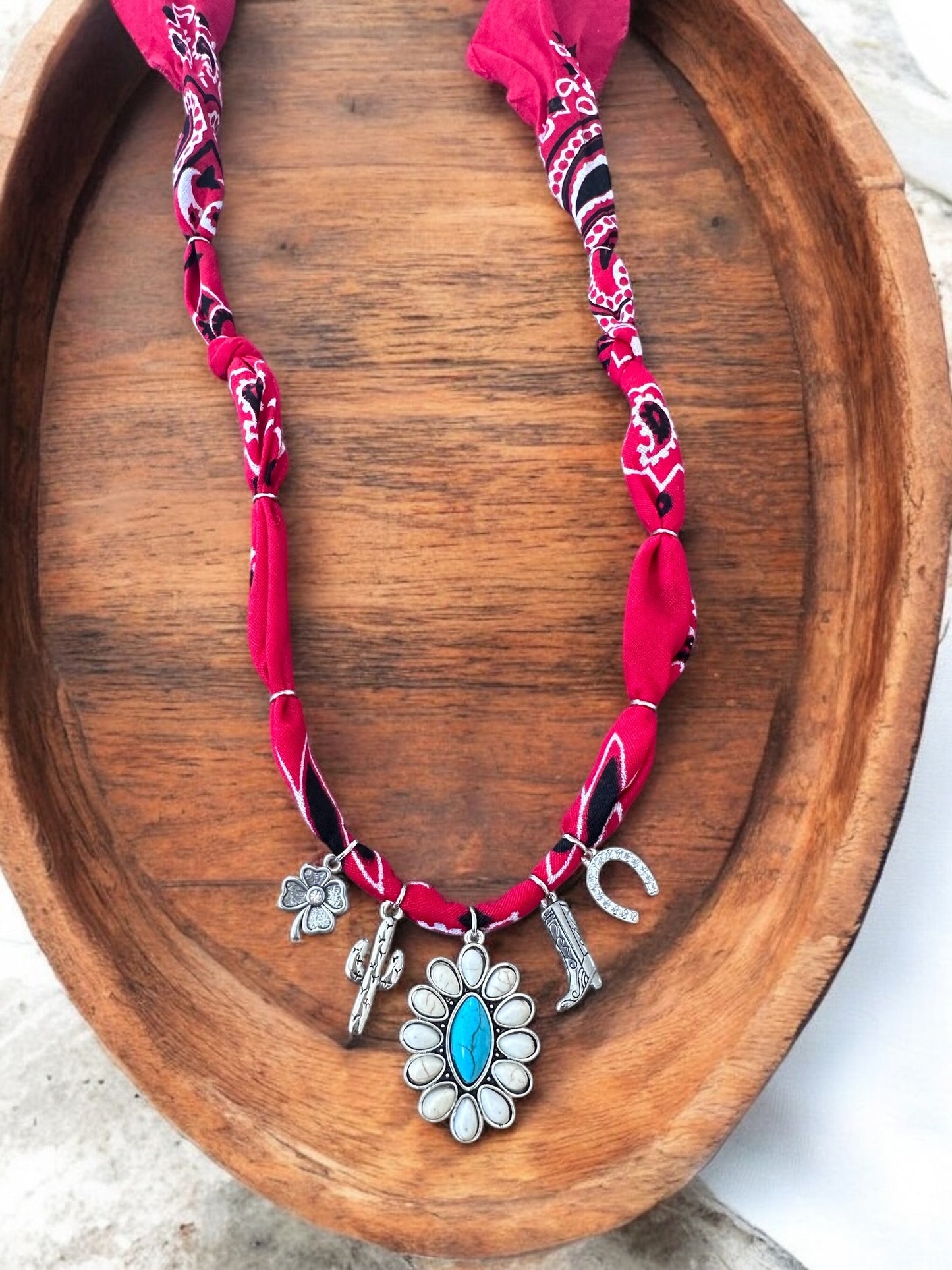 Red with Large Flower Pendant