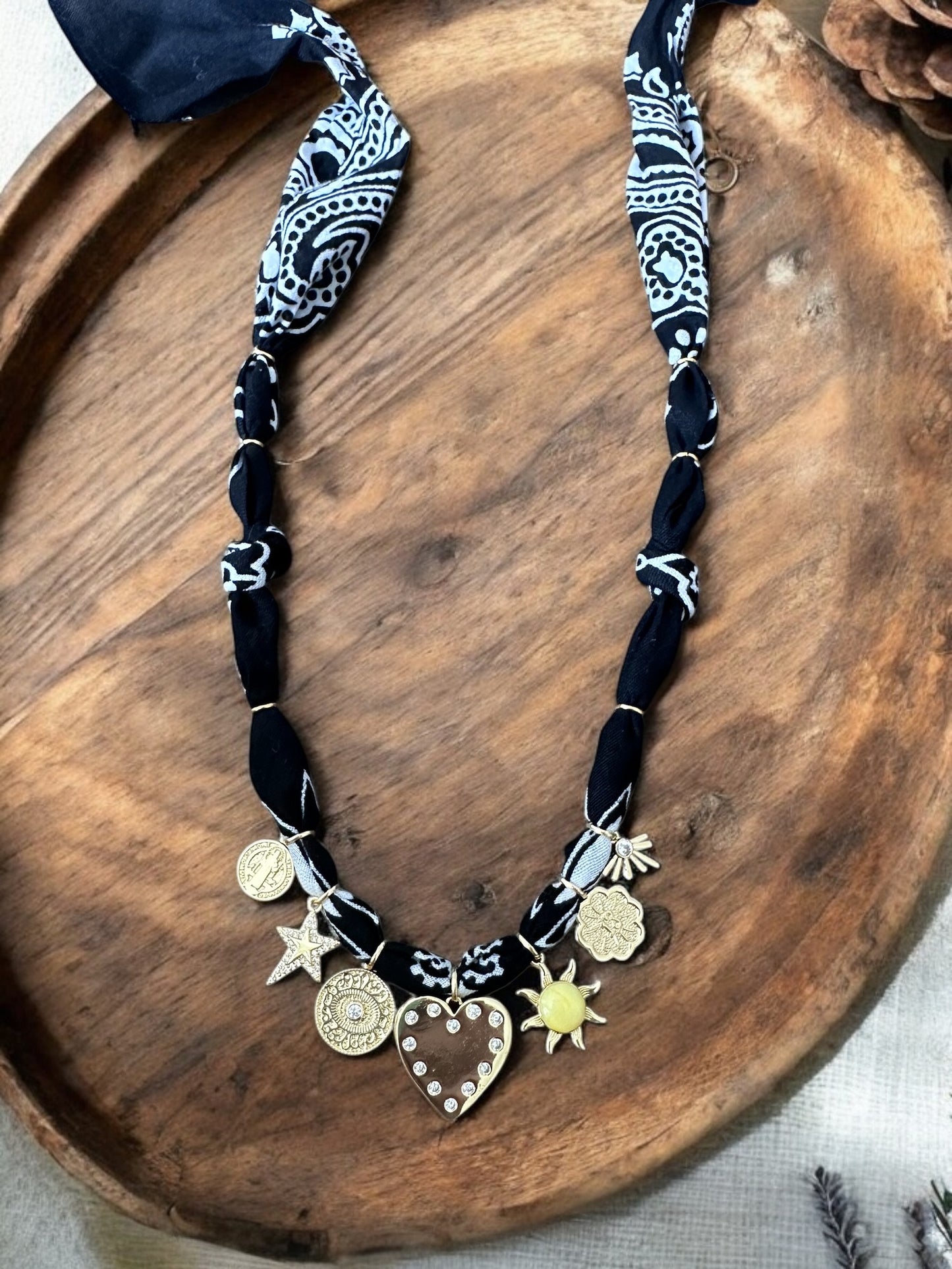 Black with Gold and Stone Heart