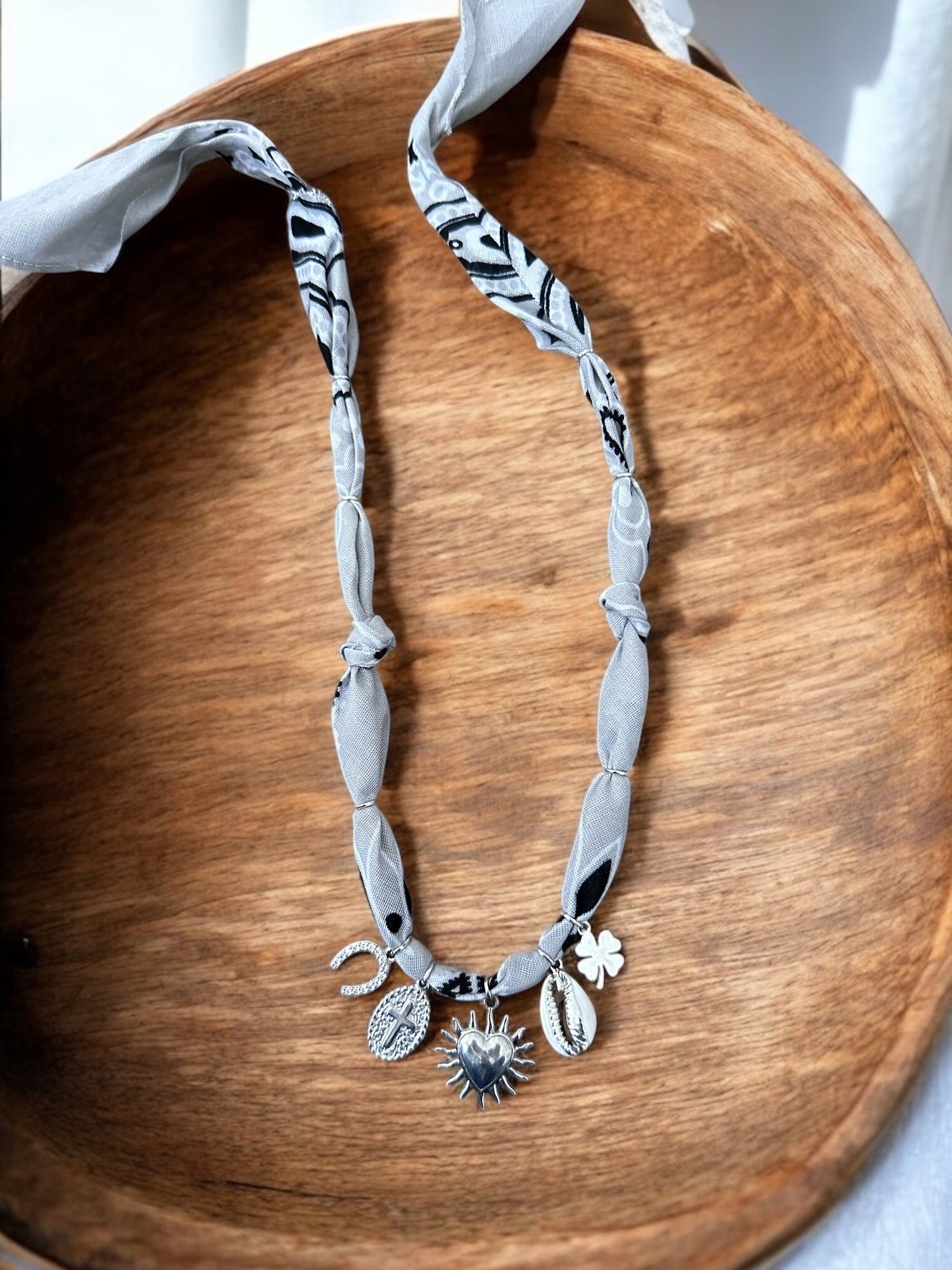 Light Grey with Silver Heart Burst