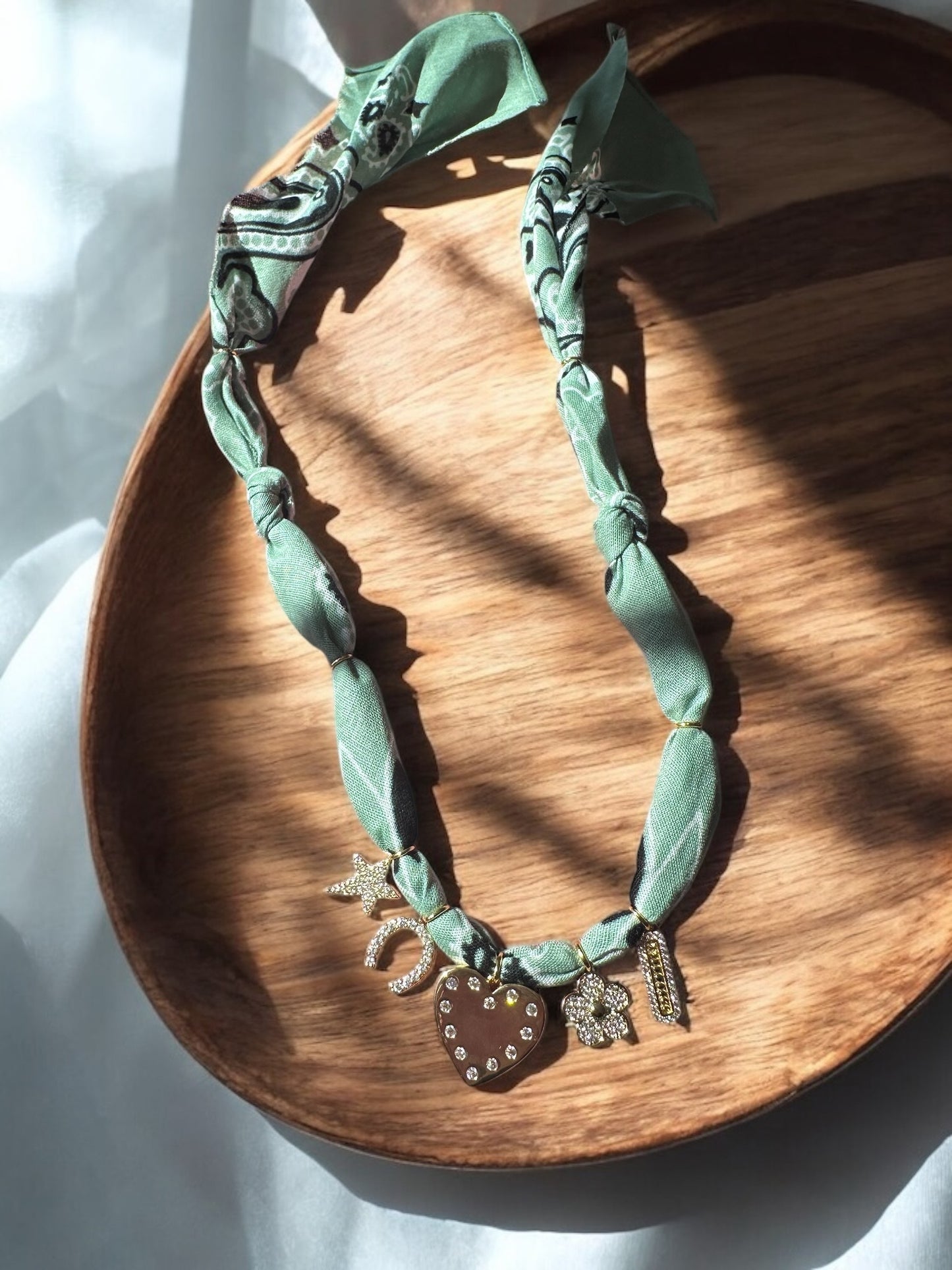 Light Green with Gold Stone Heart