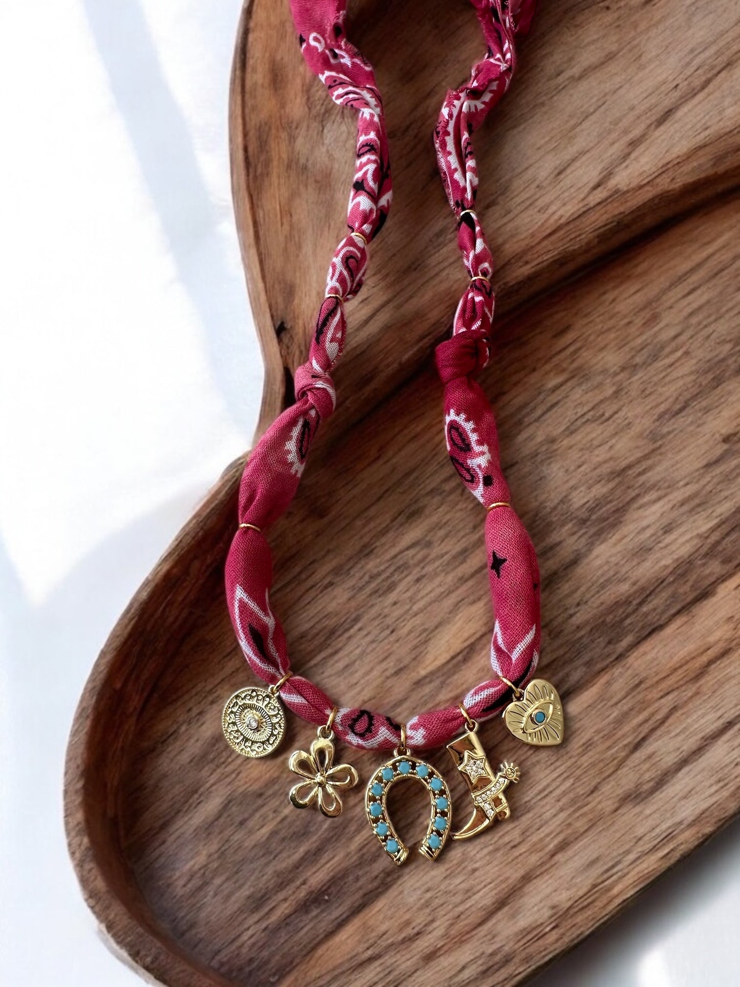 Red with Turquoise Horseshoe