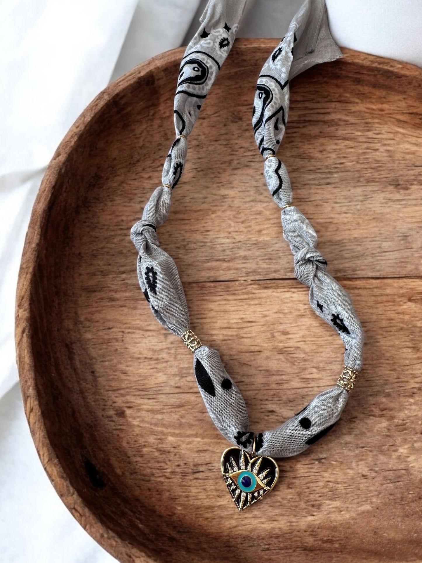 Light Grey with Evil Eye Heart