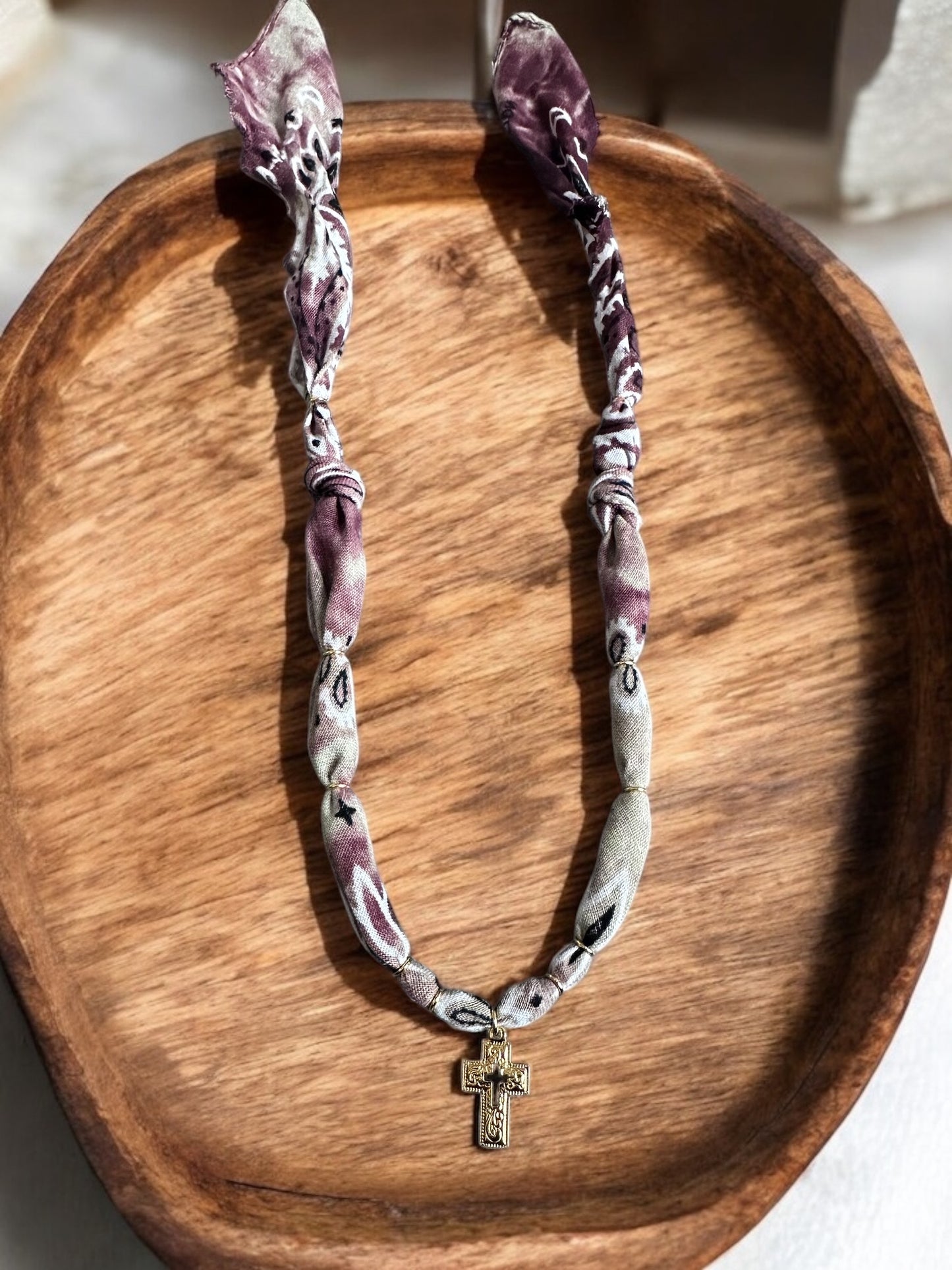 Maroon Tie-Dye with Gold Cross