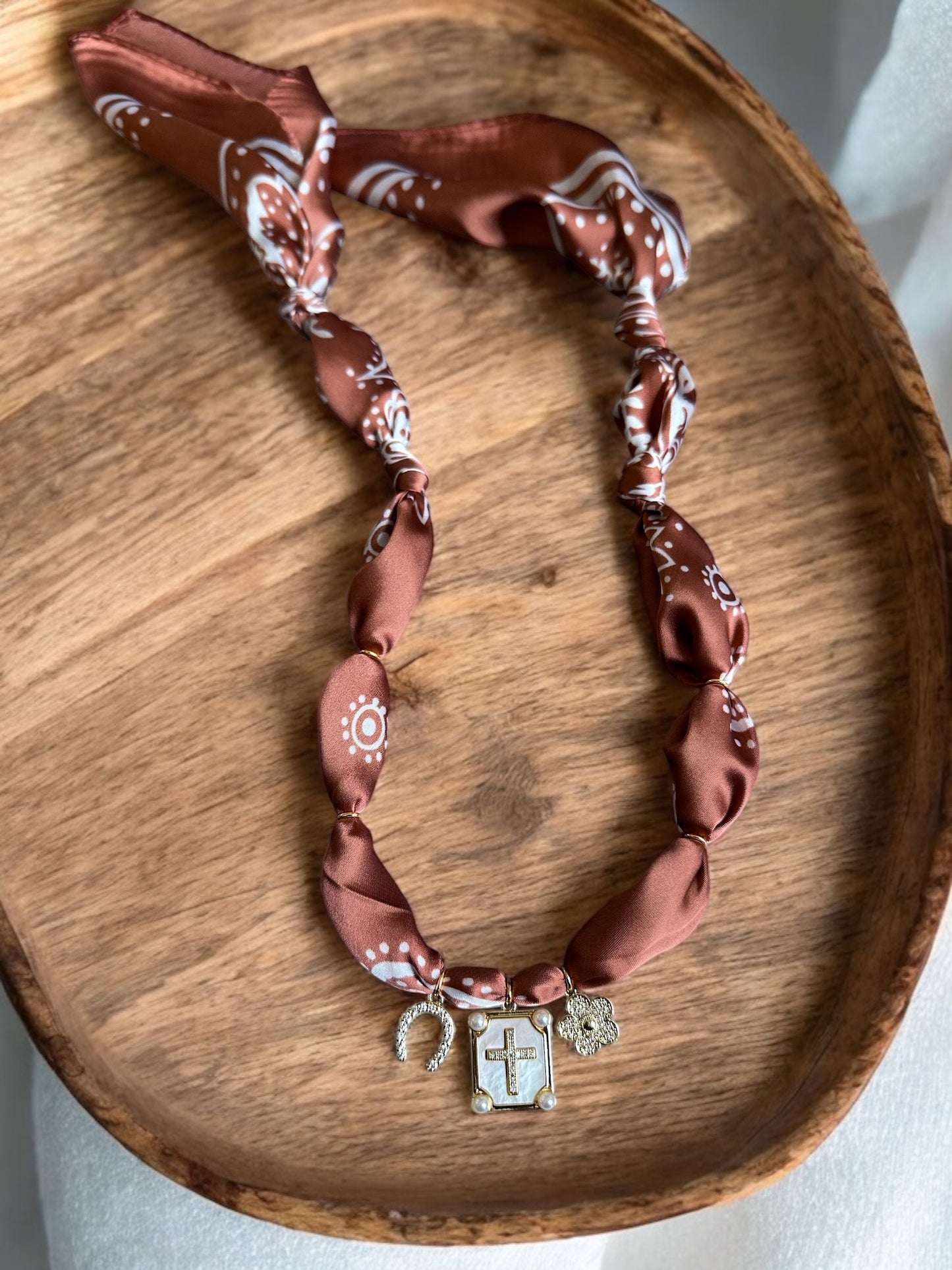 Silk Terracotta with Cross Pendant