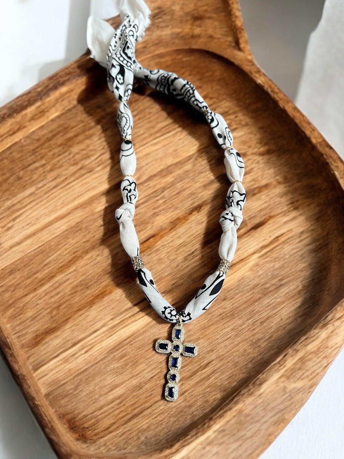 Ivory with Large Blue Stone Cross