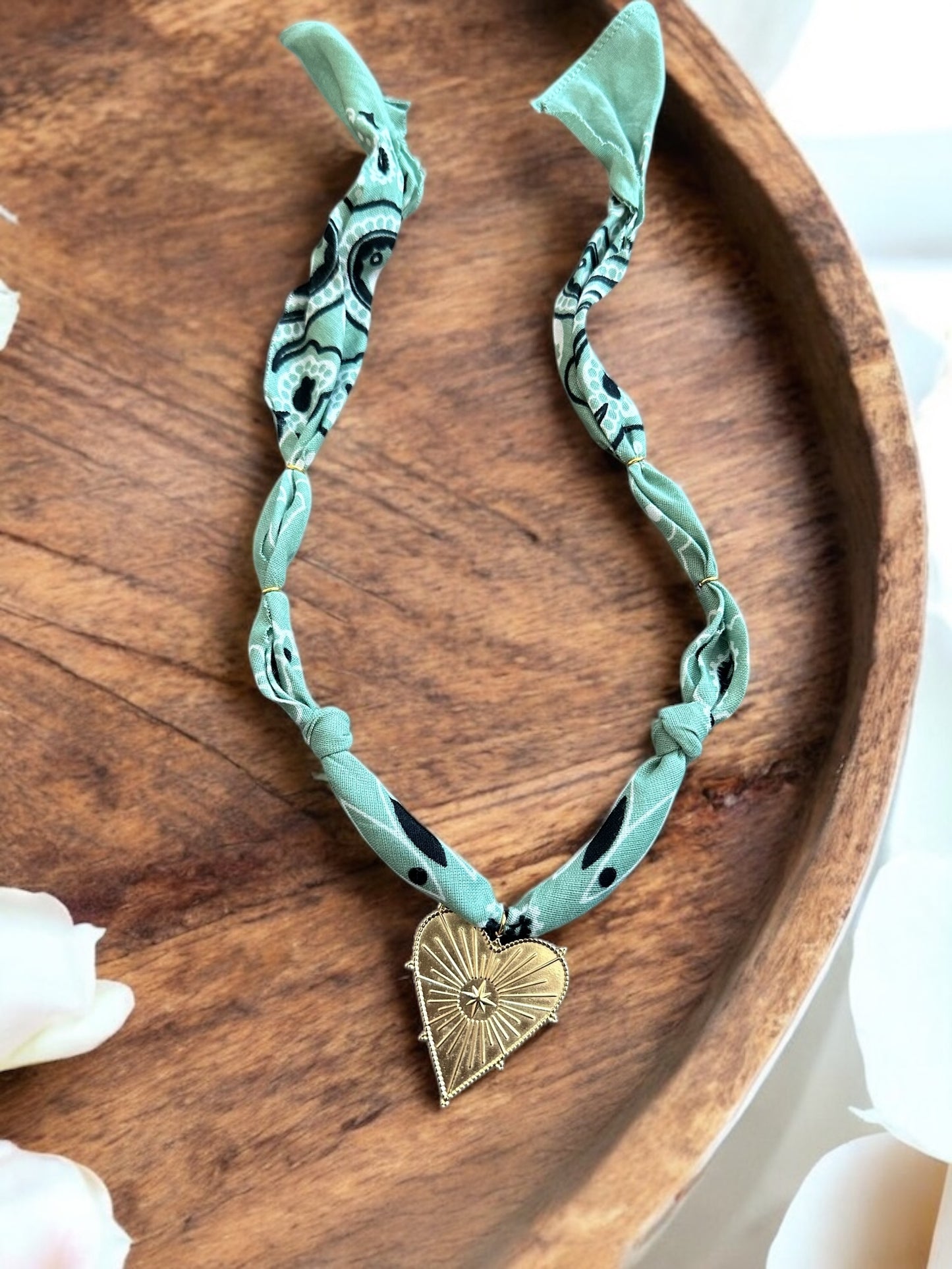Light Green with Large Gold Heart