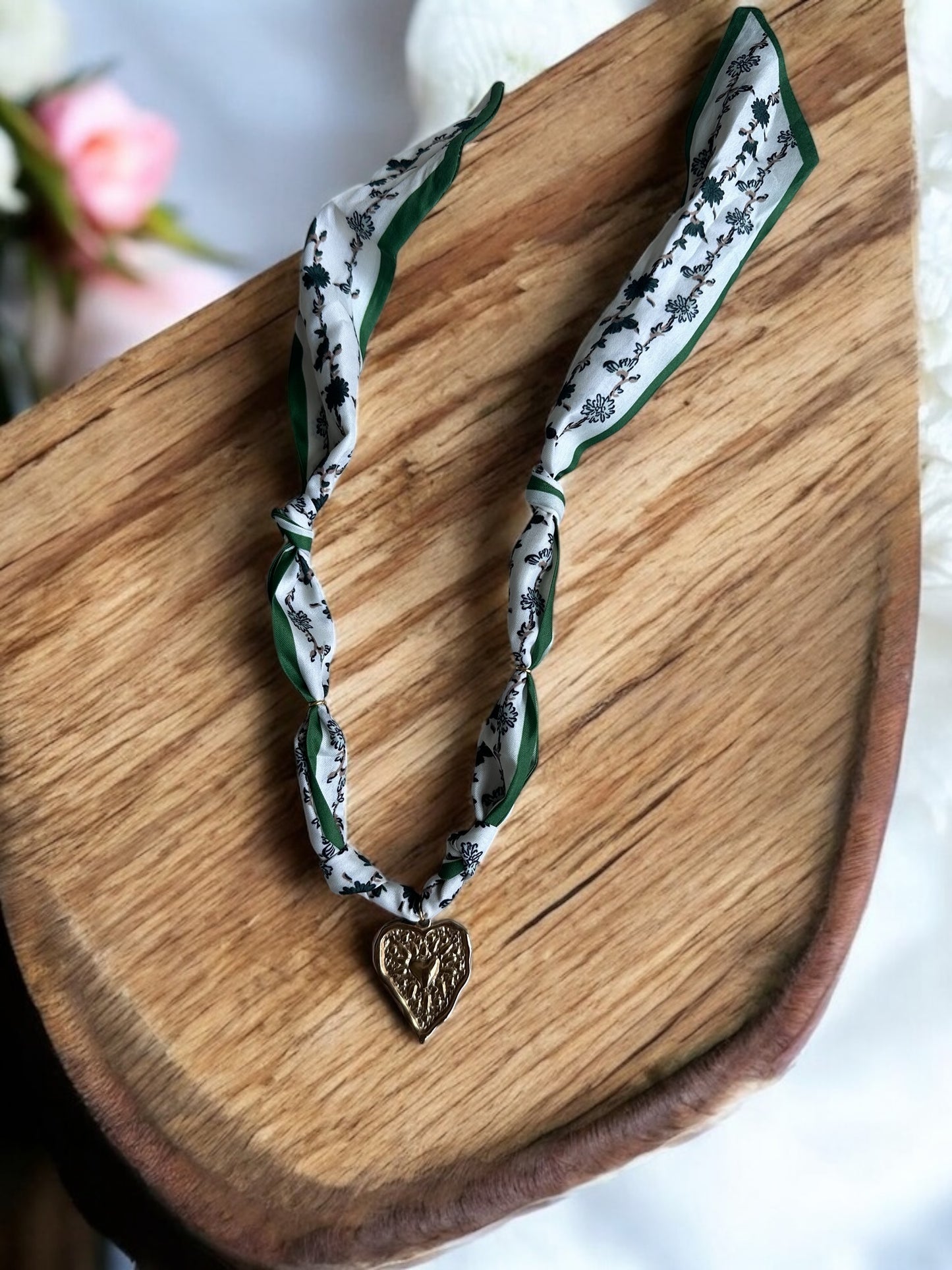 Green and White with Large Heart