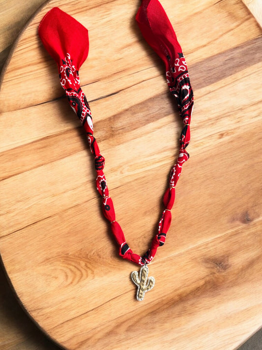 Red with Mixed Metal Cactus