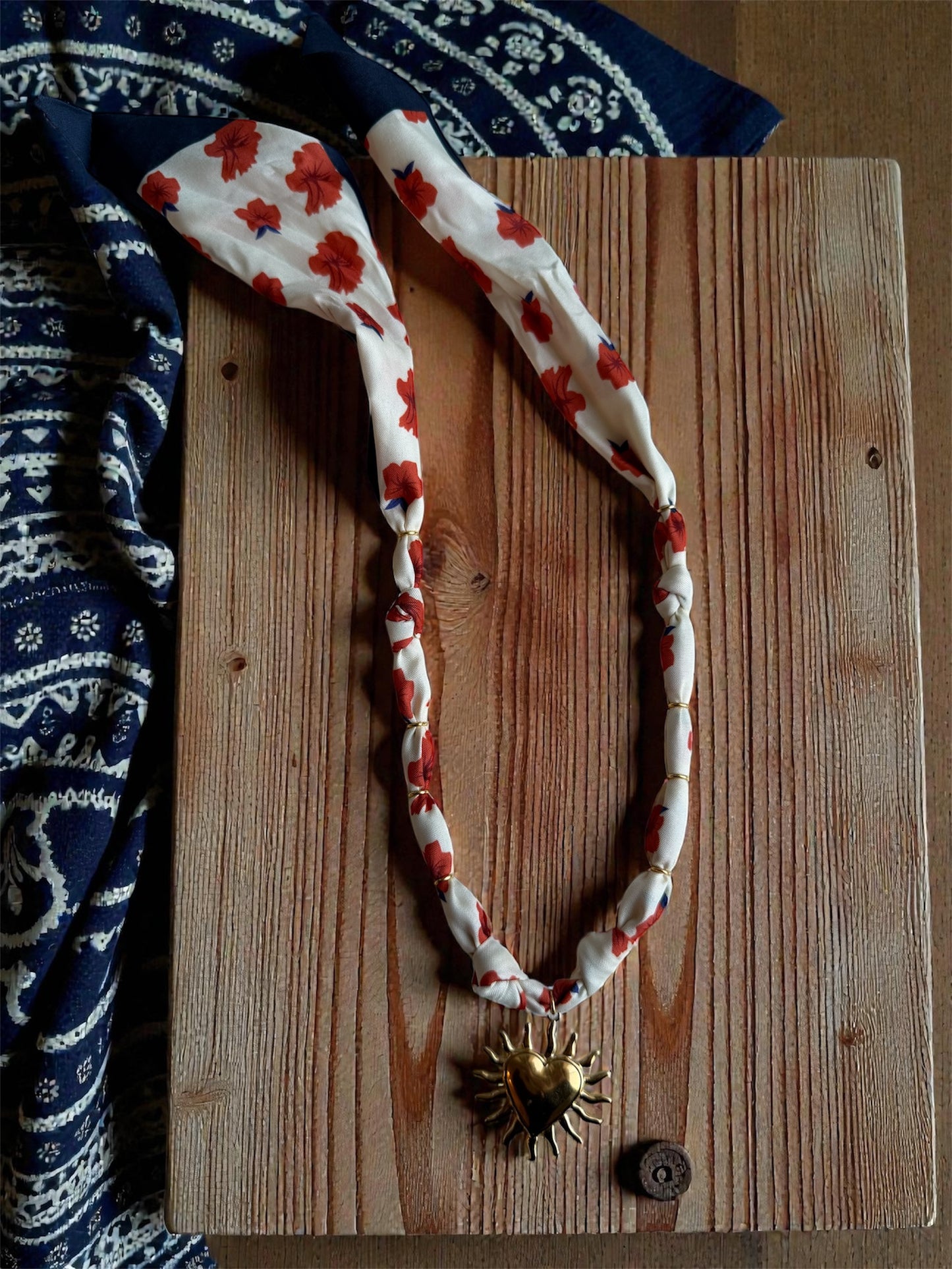 Ivory/Red Floral with Heart Burst
