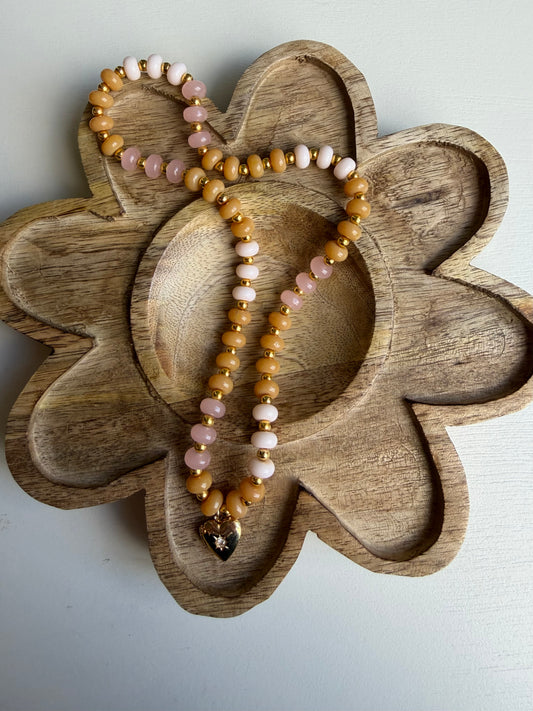 Pink/Orange with Heart Locket