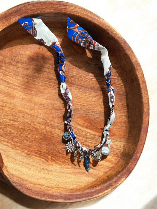 Cream and Blue with Blue Stones