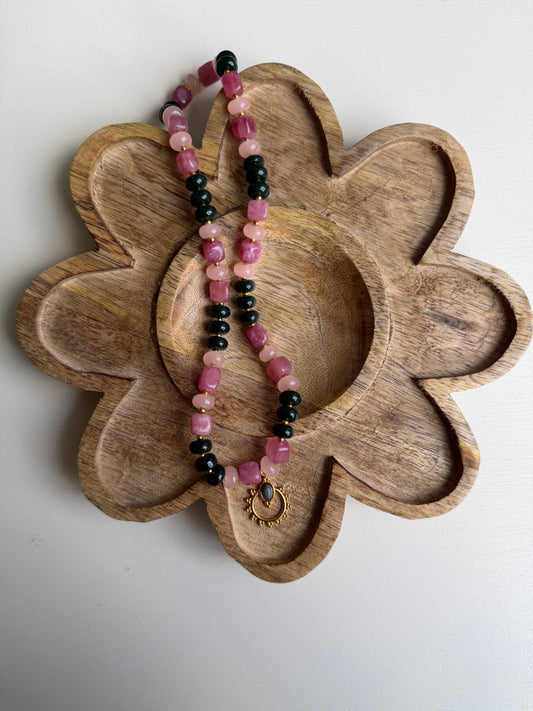 Pink/Green Beaded with Vintage Charm