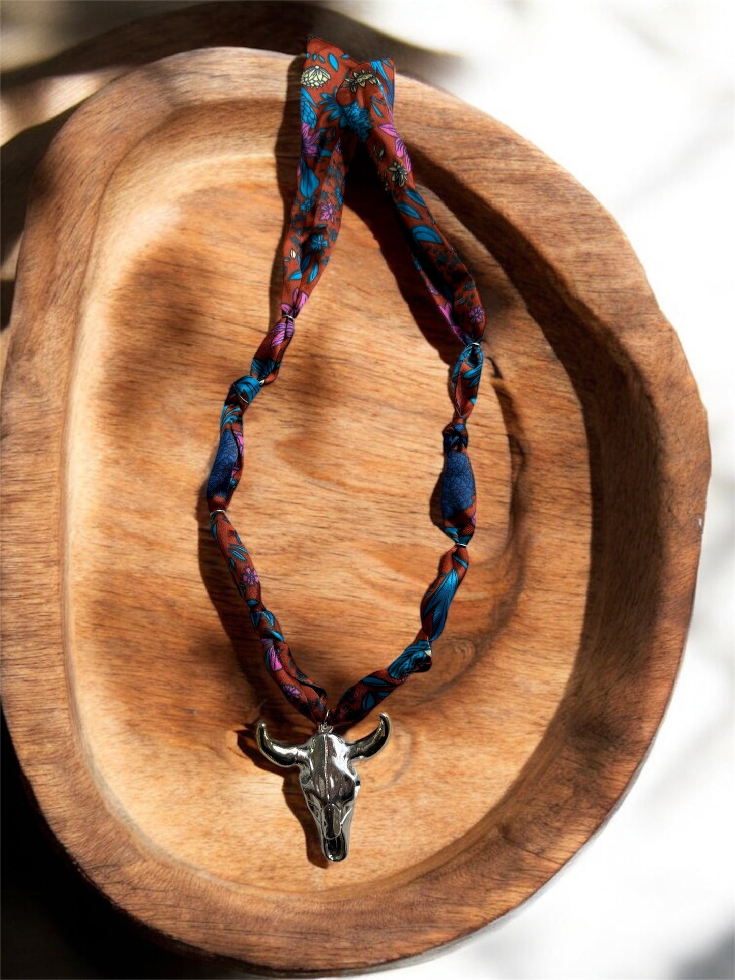 Multicolor Floral with Bull Head