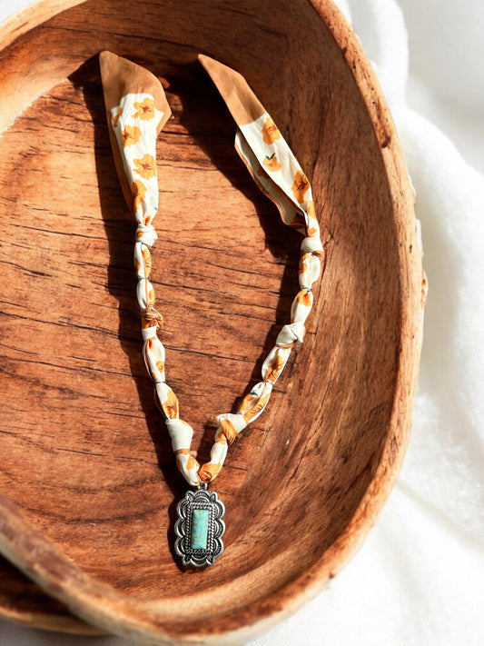Tan and Terracotta with Silver Pendant