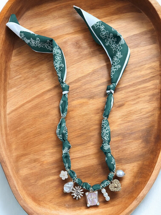 Green and White Floral