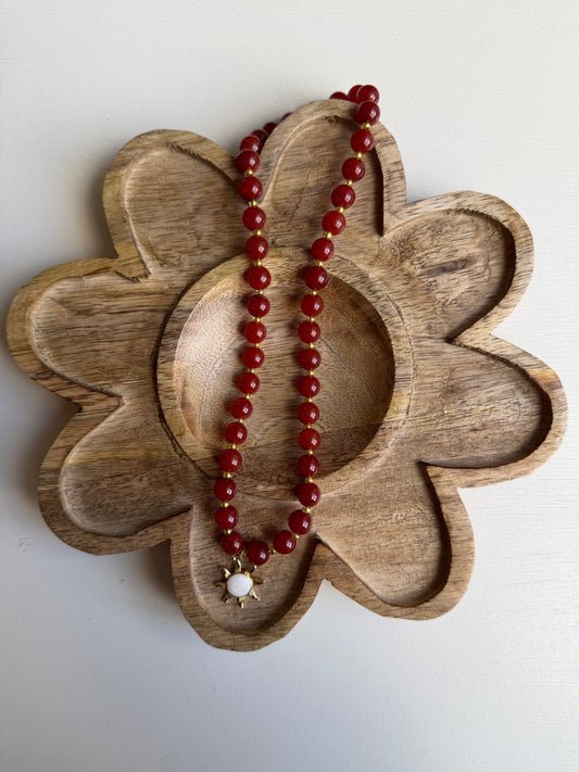 Carnelian Beaded with Sun Charm