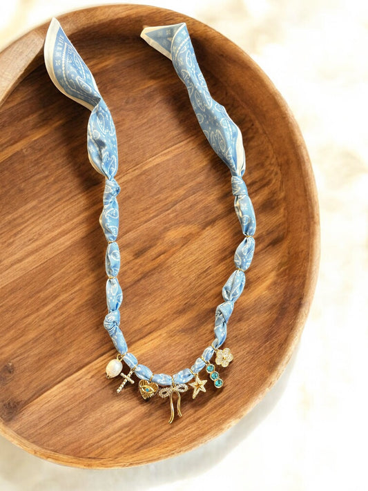 Blue Paisley with Bow