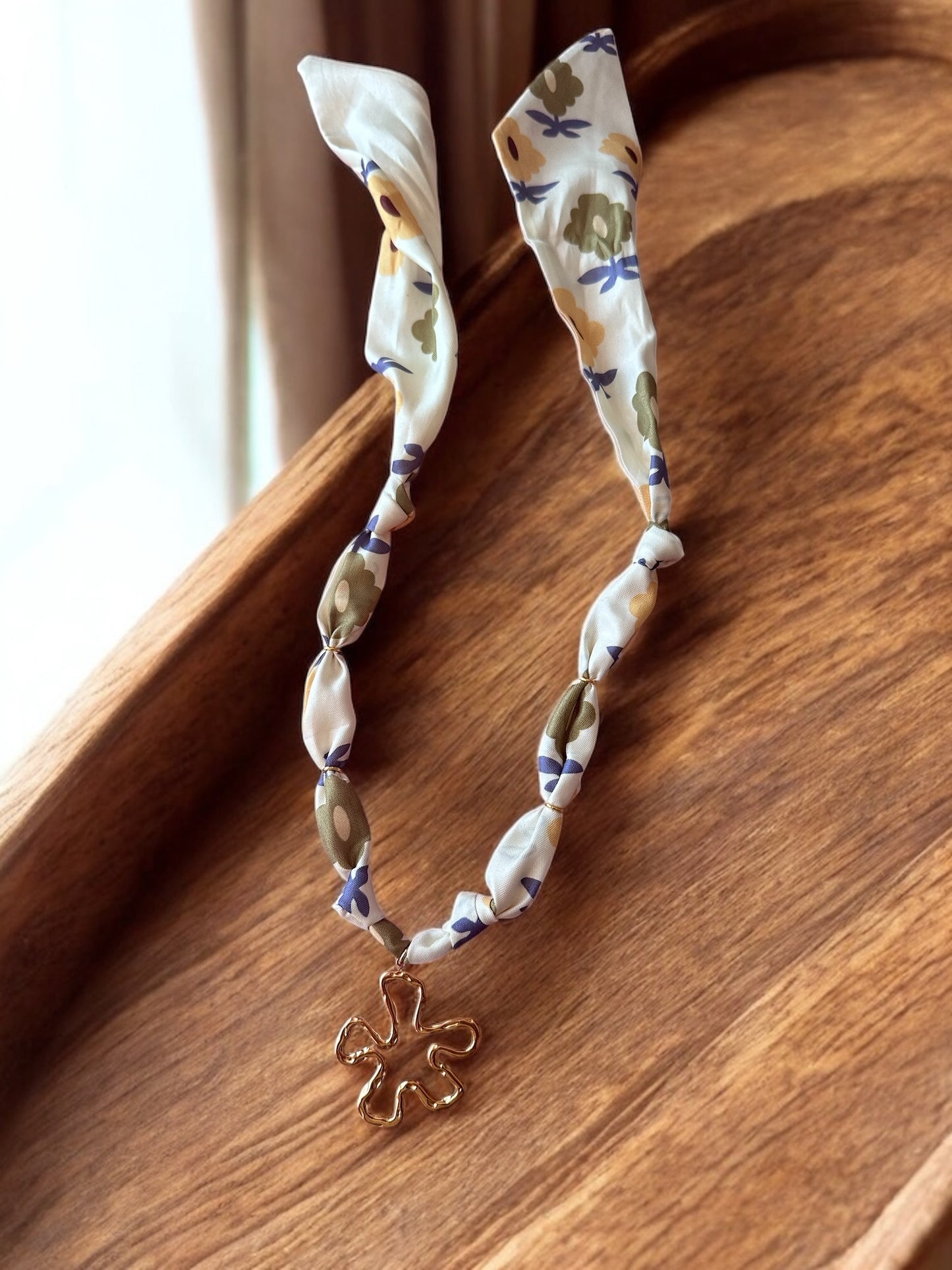 Yellow Floral with Abstract Flower Pendant