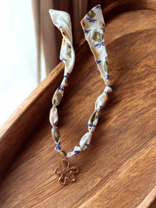 Yellow Floral with Abstract Flower Pendant