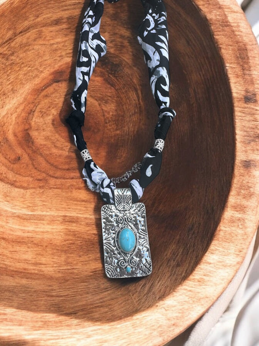 Black with Silver and Turquoise