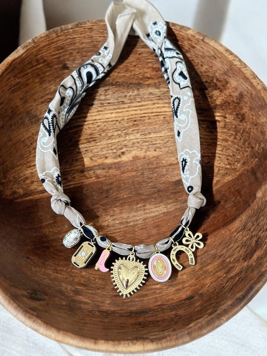 Tan with Gold Heart and Pink