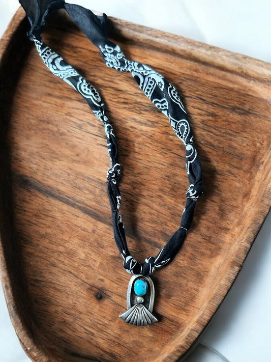 Black with Vintage Silver and Turquoise