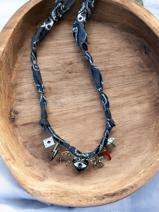 Dark Grey with Black Evil Eye Heart