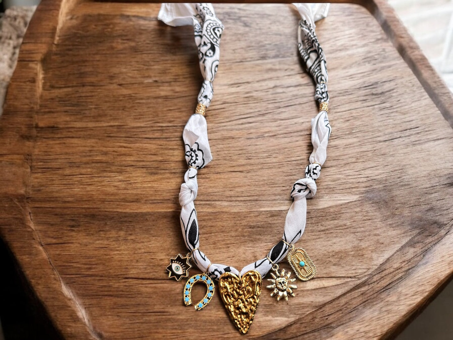 Ivory with Large Hammered Heart