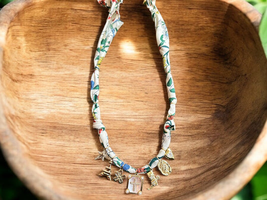 Ivory Floral with Cross Pendant
