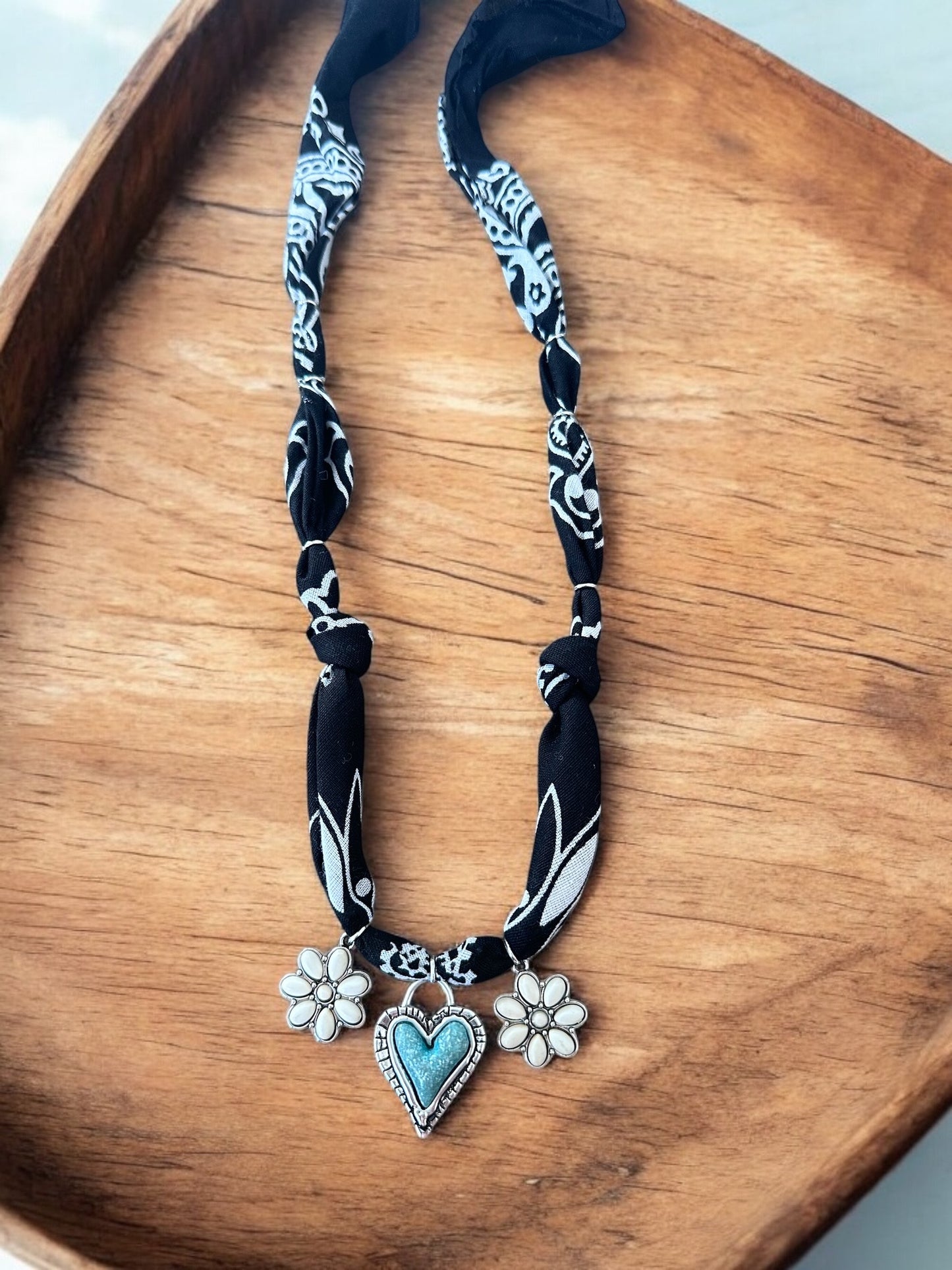 Black with Silver and Teal Heart