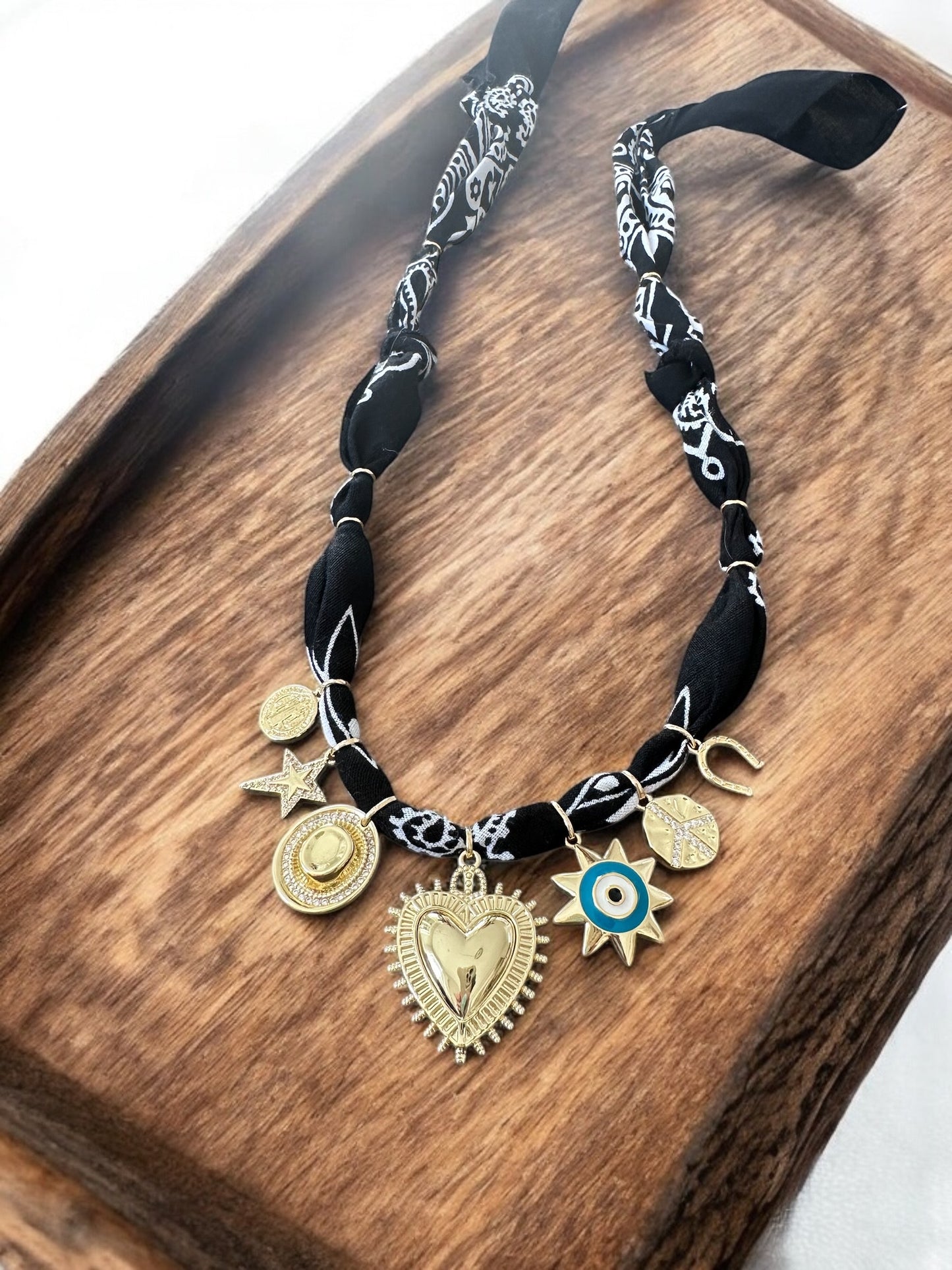 Black with Large Gold Heart