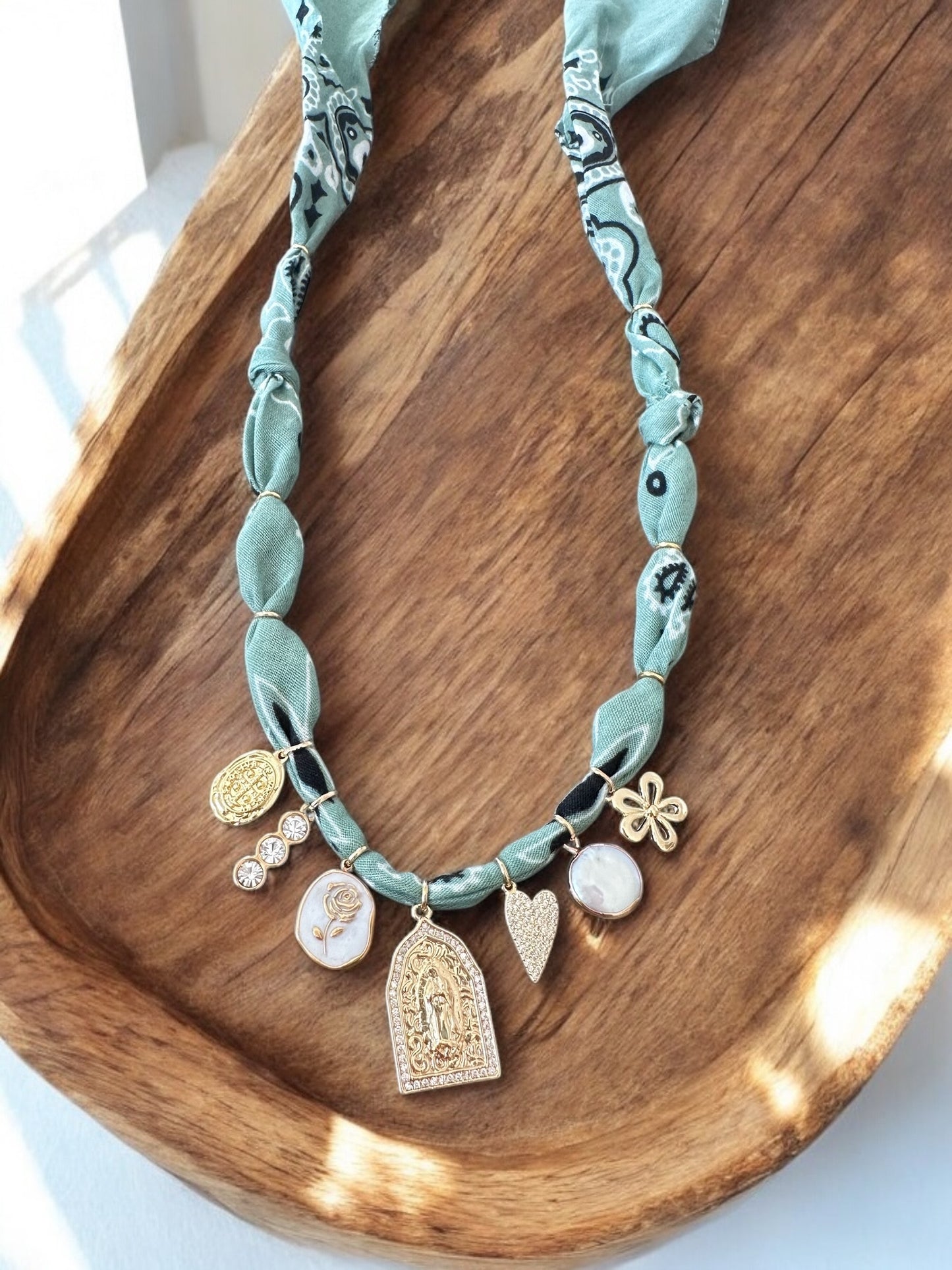 Light Green with Virgin Mary Pendant