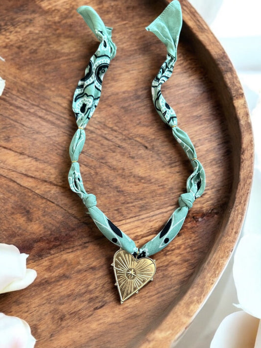 Light Green with Large Gold Heart