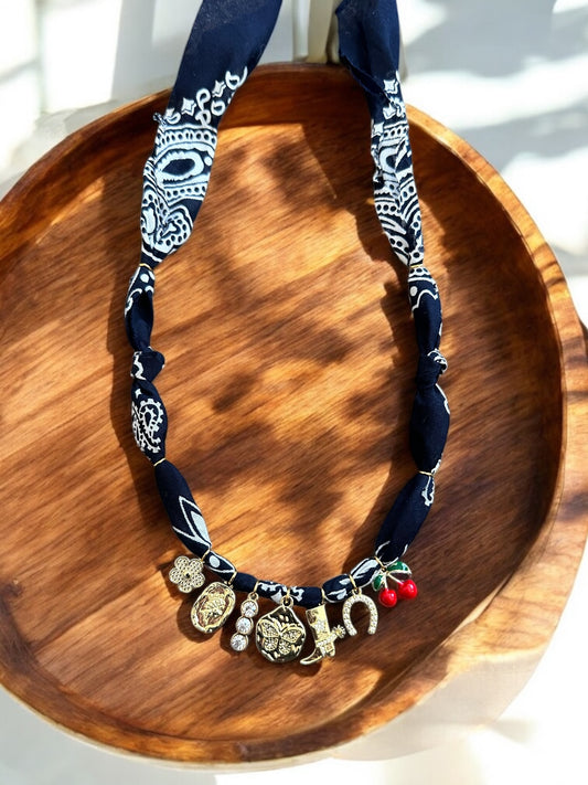 Navy Blue with Butterfly Pendant