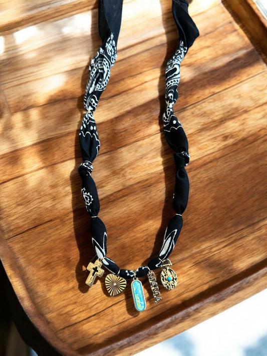 Black with Blue Opal & MAMA charm